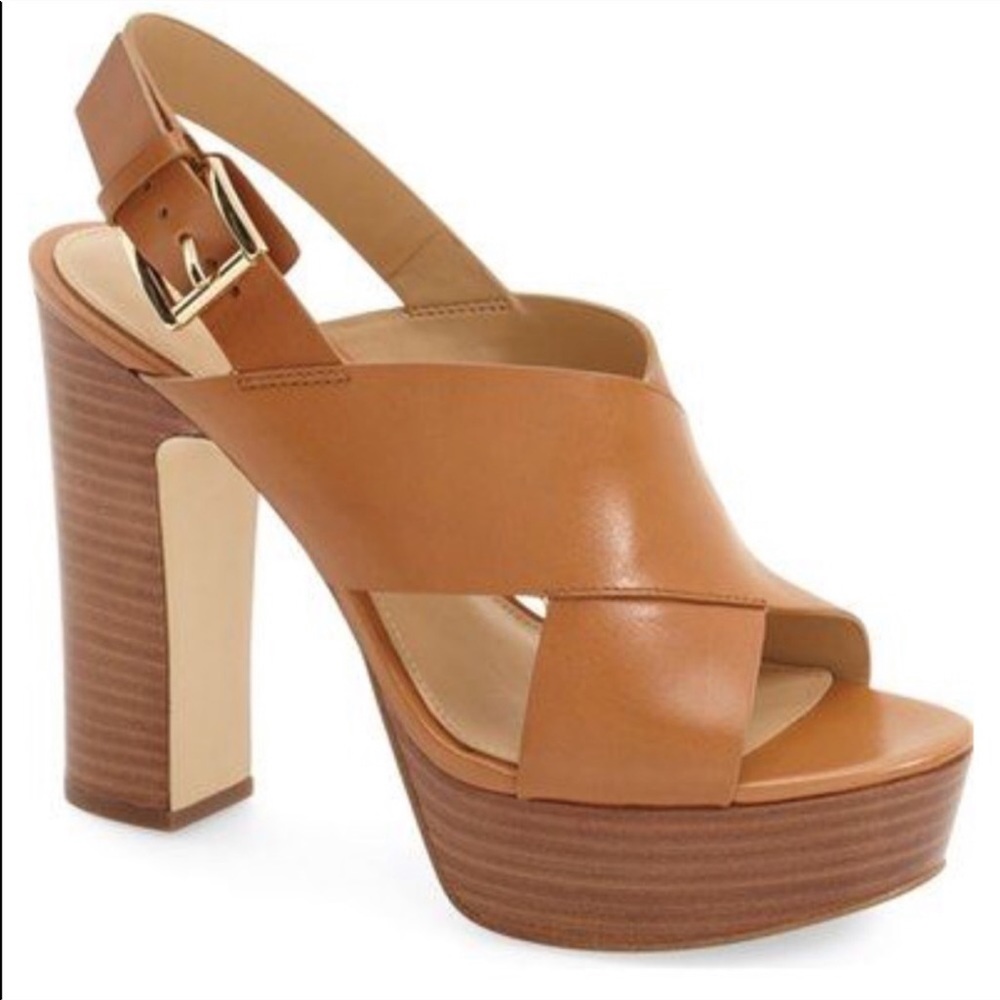 MICHAEL KORS MARIANA Slingback Platform Heels 7